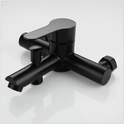 Hotel Contemporary Matte Black Stainless Steel 304 Dual Outlet Water Bathroom Wall Mounted Shower Bathtub Mixer Faucet Tap