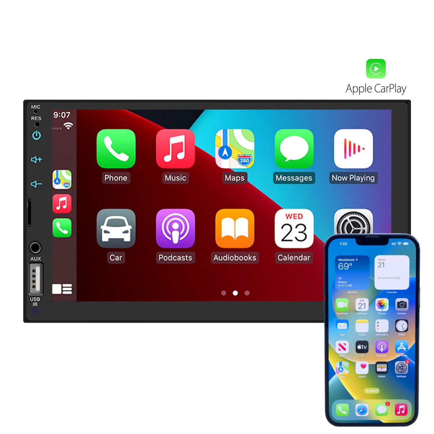 7-inch 2Din Wireless Carplay Multifunctional Car Player IPS Full Touch Screen BT FM Car Navigation Mirroring Connection