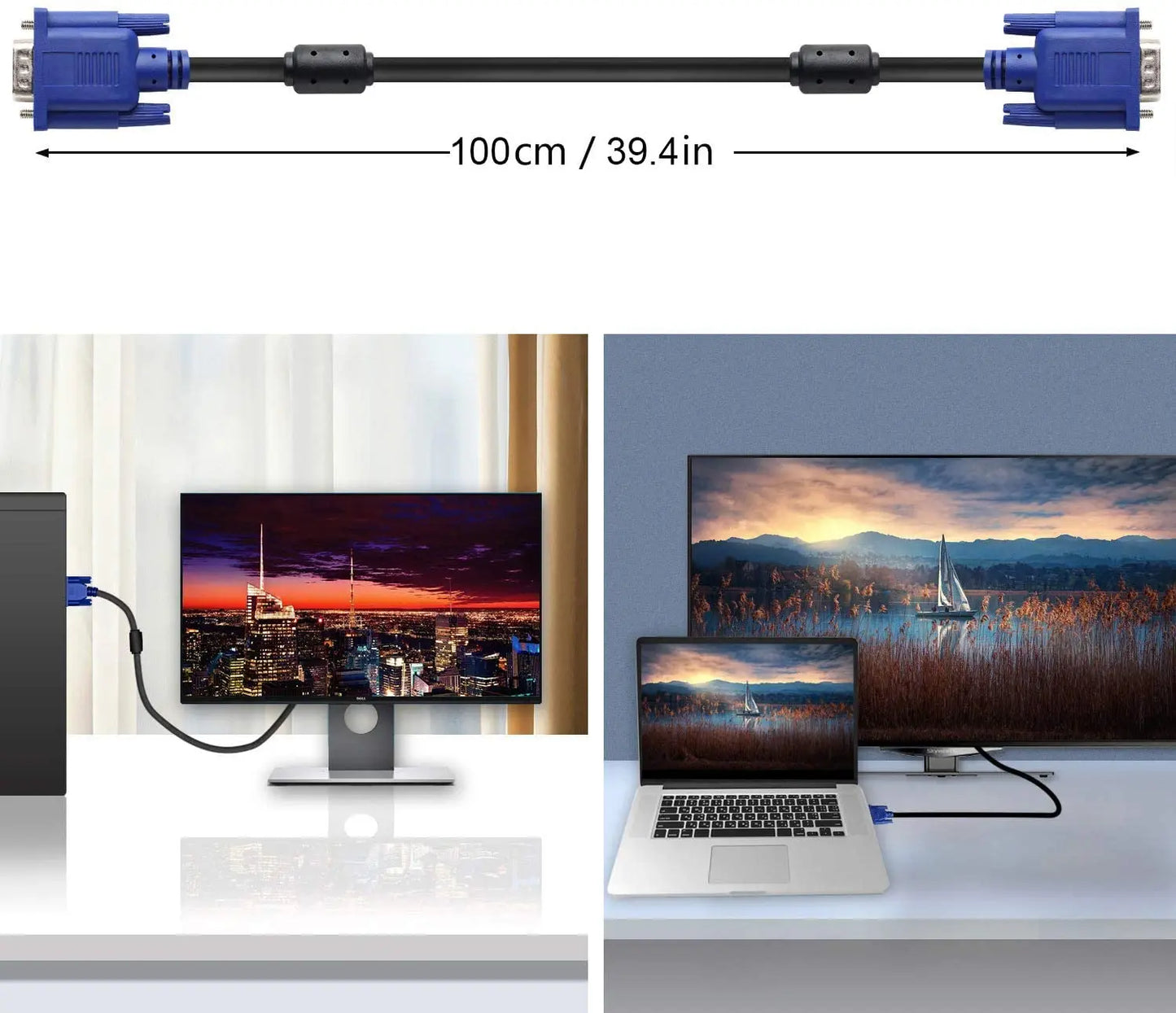 HD15 Male Male VGA Monitor Cable TV Computer Projector PVC Jacket Braid 5mm Stock Availability Home Theater DVD Player Audio