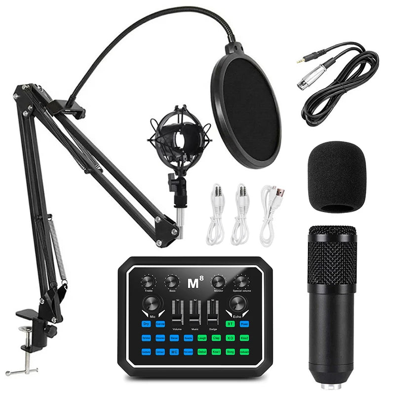 2025 New Product M8 Sound Card BM800  Usb Studio Condenser Microphone Cantilever Bracket Set