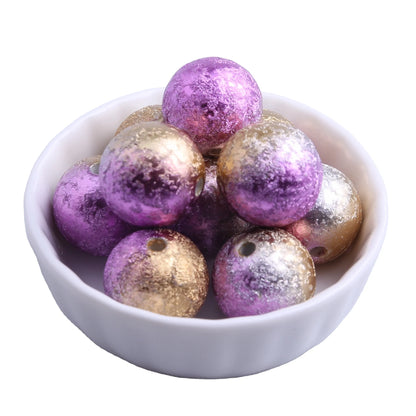 Colorful Bulk Loose New Fashion Round Jewelry Making Beads for Kids Necklace Blending Color Acrylic Wrinkle Beads 20mm