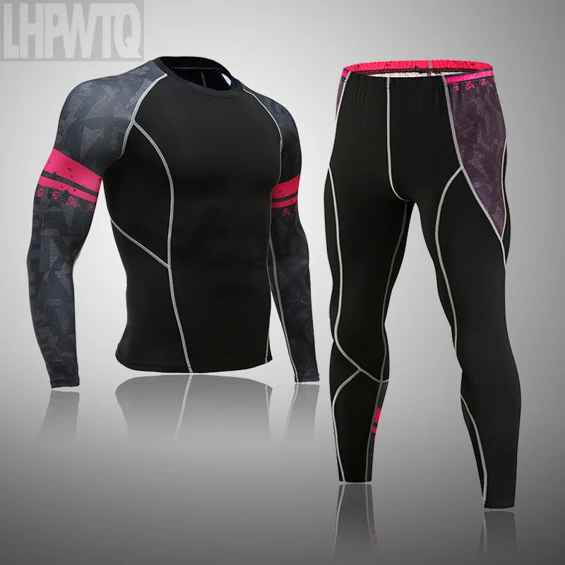 Men's Thermal Underwear Set MMA Tactics Leggings Solid Color Costume Compress Fitness Long Johns Men Winter Brands  Men