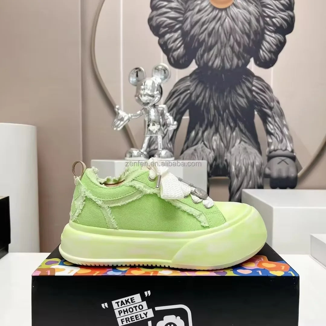 2024 New Women's Fashion Casual Ladies Canvas Tennis Shoes Lace-Up Comfortable White Shoes for Lady