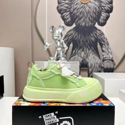 2024 New Women's Fashion Casual Ladies Canvas Tennis Shoes Lace-Up Comfortable White Shoes for Lady