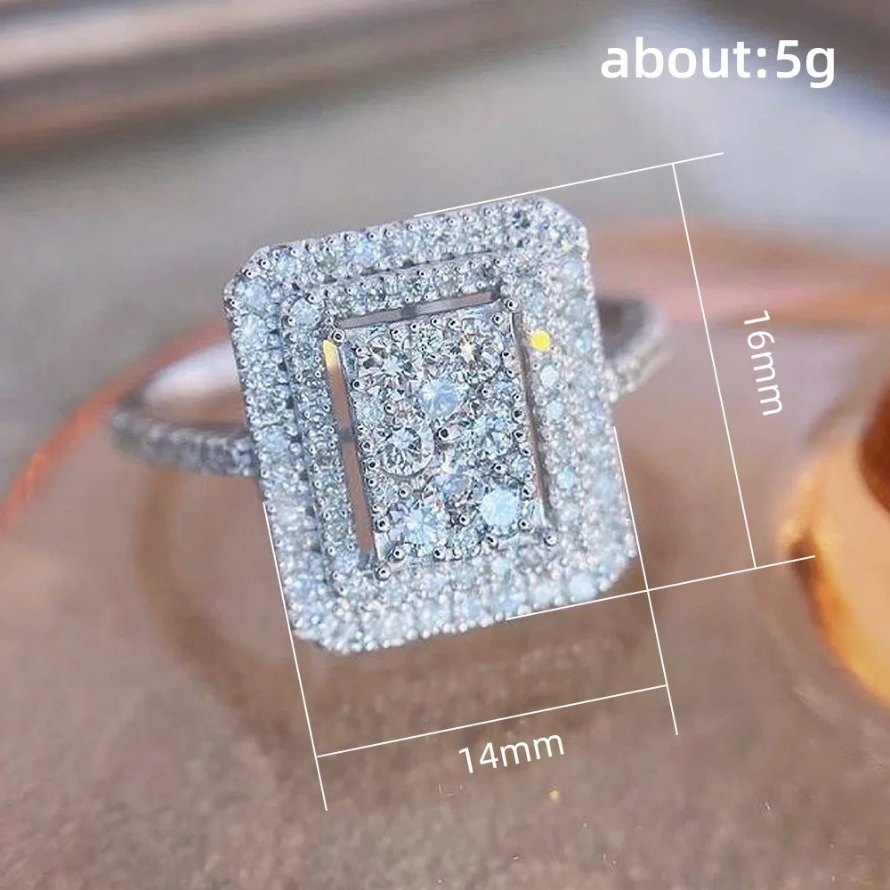 F1612 Diamond Ring White Gold Emerald Cut Natural Diamond Engagement Women's Jewelry D Color