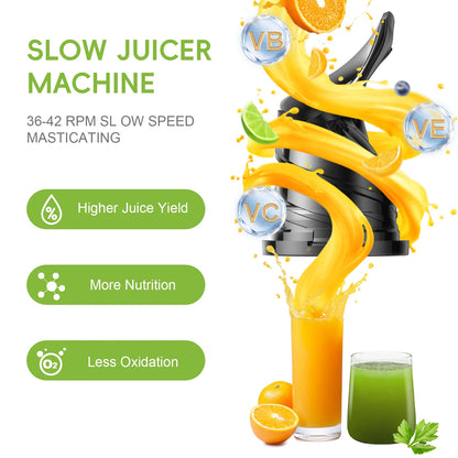 BioloMix Wide Chute Slow Masticating Juicer BPA FREE Cold Press Juice Extractor for High Nutrient Fruit and Vegetable Juice