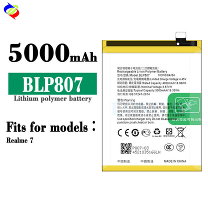 5000mAh BLP807 Mobile Phone Battery for Realme 7 Realme Narzo 30 Pro 5G REALME 7 5G Battery