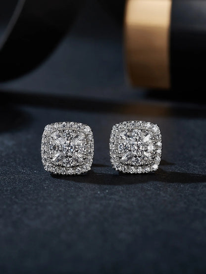 Fine Jewelry Stud Ear 925 Sterling Silver Iced Out VVS Moissanite Earrings for Men Women