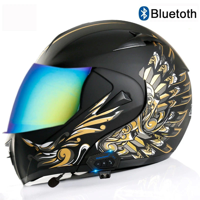 Carbon Fiber Pattern Electric Scooter Motorcycle Blueto0th Wireless Headphone Speaker Open Face Double Lens Full Face Helmets