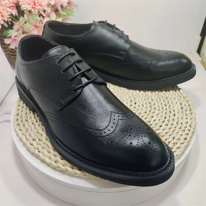 Extra Size 38-47 Brogue Dress Shoes Lace up PU Leather Oxford Formal Business Footwear Wedding Shoes for Men