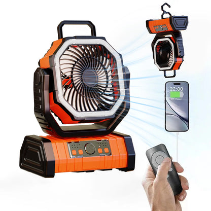 Trending 2026 20000mAh Portable Rechargeable Camping Fan F6 4 Speed Ventilador Solar Recargable Table Fan with Light