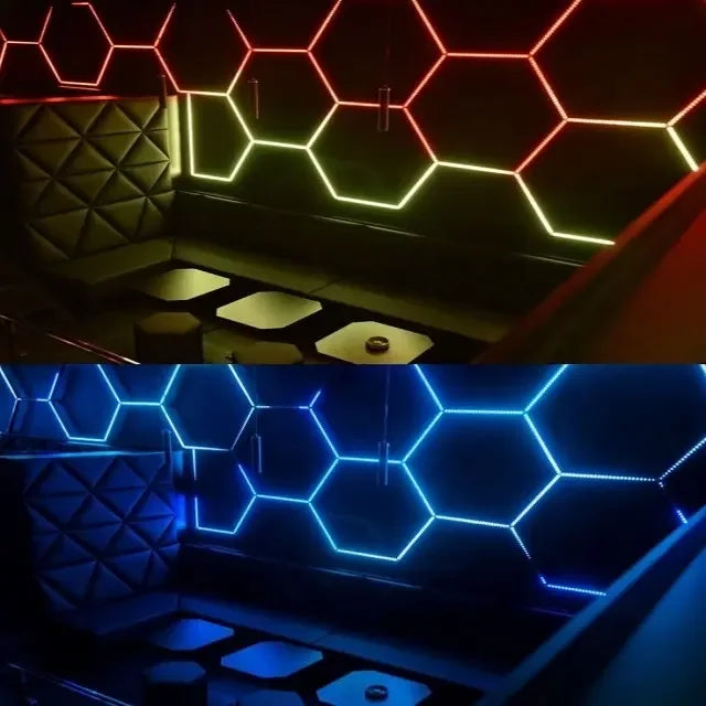 Aoying Fashion Workshop RGB 5-Grid Honeycomb Lighting White LED Hexagon IP65 DC CRI 90 6000K Daylight Ceiling-Mounted