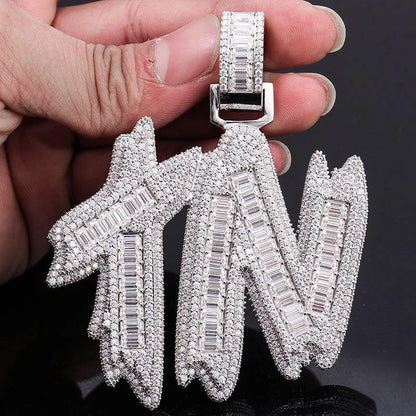 Starspire Jewels Fine Bespoke 925 Sterling Silver Emerald Cut Hip Hop Pendant Luxury Moissanite Stone Charm Rose Gold Plated