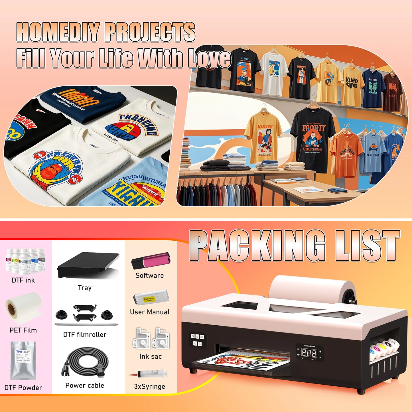 Low Price Dtf Printer Film Sticks Direct to Film Digital Dtf Printer T Shirt Printing Machine Oven Ink Dtf Printer Bundle Mix
