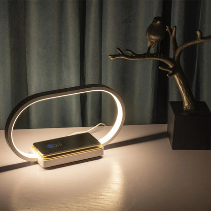 Geagood 3-step Dimmable Bedside Night Desk Light LED Modern Table Lamp With Wireless Charger Speaker