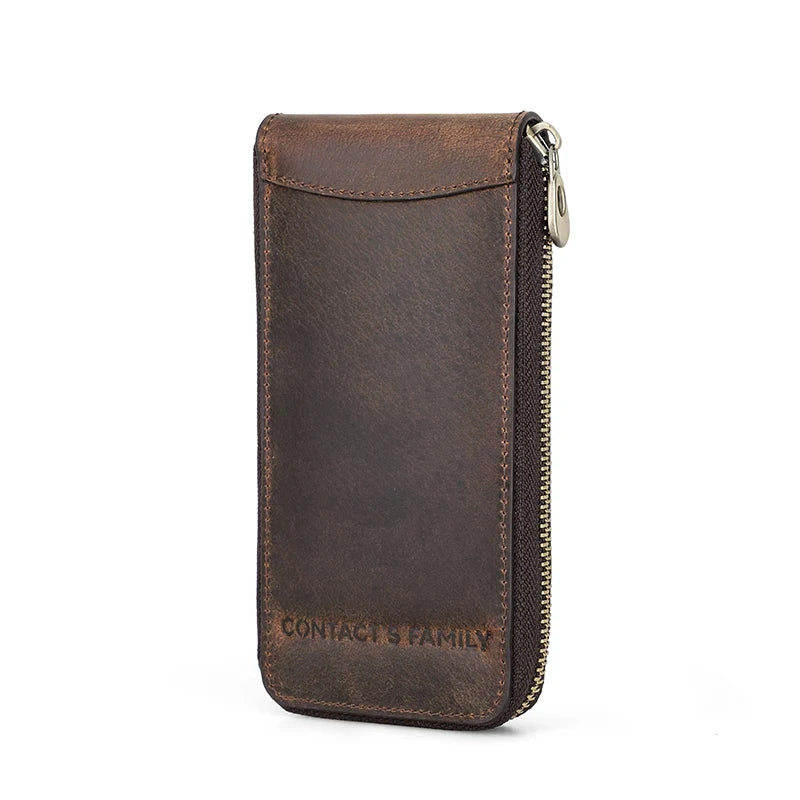 Single Watch Travel Leather Pouch Case Custom Portable Zipper Watch Storage Bag for Men Genuine Leather Watch Holder CF1121