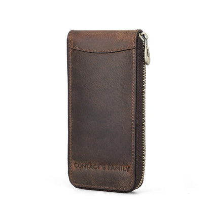 Single Watch Travel Leather Pouch Case Custom Portable Zipper Watch Storage Bag for Men Genuine Leather Watch Holder CF1121