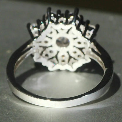 Q639 Women's White Gold Diamond Engagement Ring Round Brilliant Cut Natural G Color Center Stone With Side Diamonds
