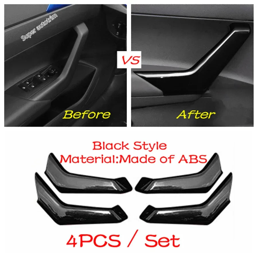 Center Control Gear Shift Panel Inner Door Armrest Handle Cover Trim Black Fit For VW Volkswagen Polo 2019 - 2023 Accessories