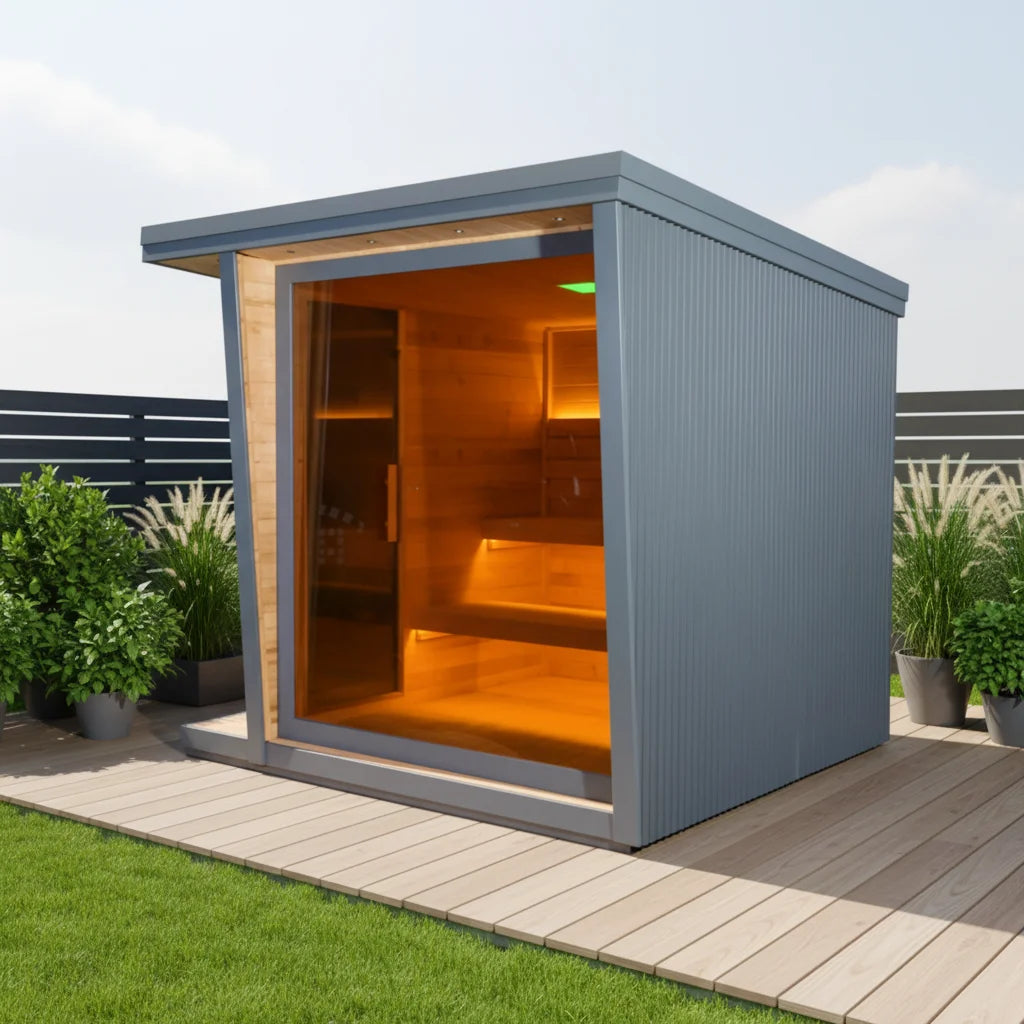 4-Person Traditional Carbonized Spruce Outdoor Dry Sauna Cabin for Garden Patio