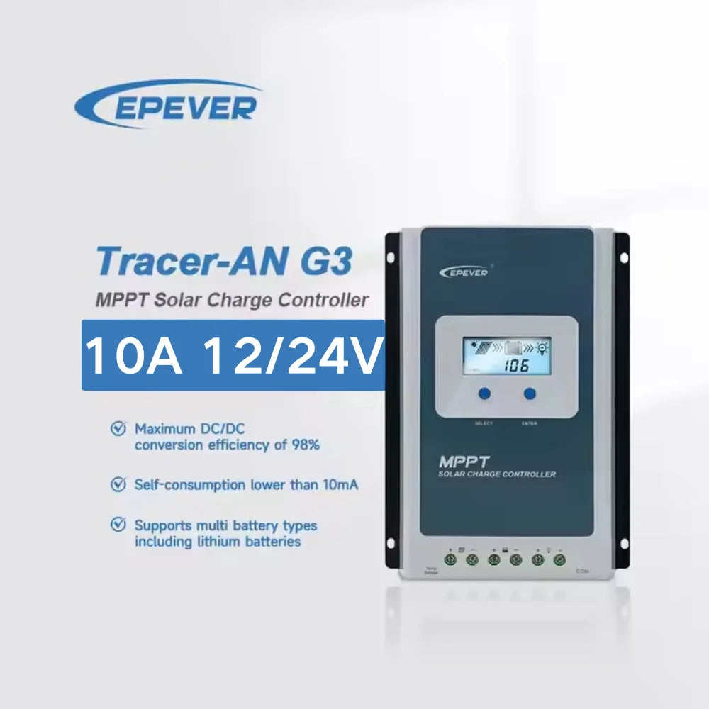 For Epever 10A Mini Solar Power Battery Storage System Home Use MPPT Solar Charger Control 12V 24V Solar Charge Controller