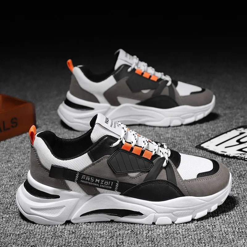 Hot Selling Spring New Versatile Thick Soled Men's Shoes with Breathable Leather Surface for Men's Sports Shoes