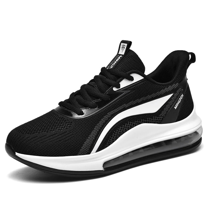 Small Low MOQ Brand Logo Custom Men Fashion Casual Sneakers Full Sole Air Cushion Light Knitted Sports Running Shoes for Man