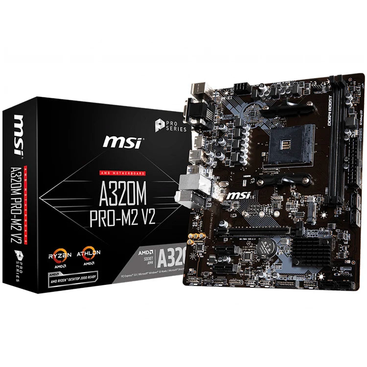 Used MSI A320M PRO-M2 V2 AMD AM4 Micro ATX Gaming Motherboard with AMD Ryzen 3 3200G CPU Combo