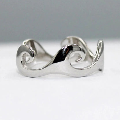 Irregular Wave Polished Index Finger Ring for Men Women, Minimalist Unisex Band with Smooth Style