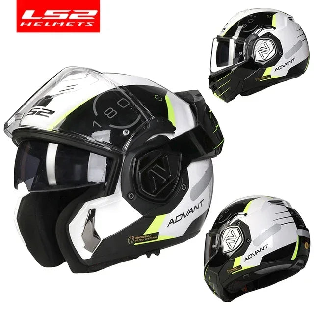 LS2 FF906 Full Face Flip up Helmets Motorcycle Modular Double Visor Helmet Built-in Lens ECE Capacete Casque Casco Moto