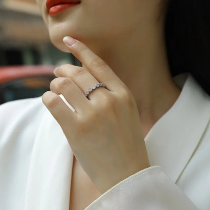 Female 925 Sterling Silver Luxury Women Fine Jewelry Rings Rhodium Plated Rings Bezel Setting Moissanite Eternity Rings