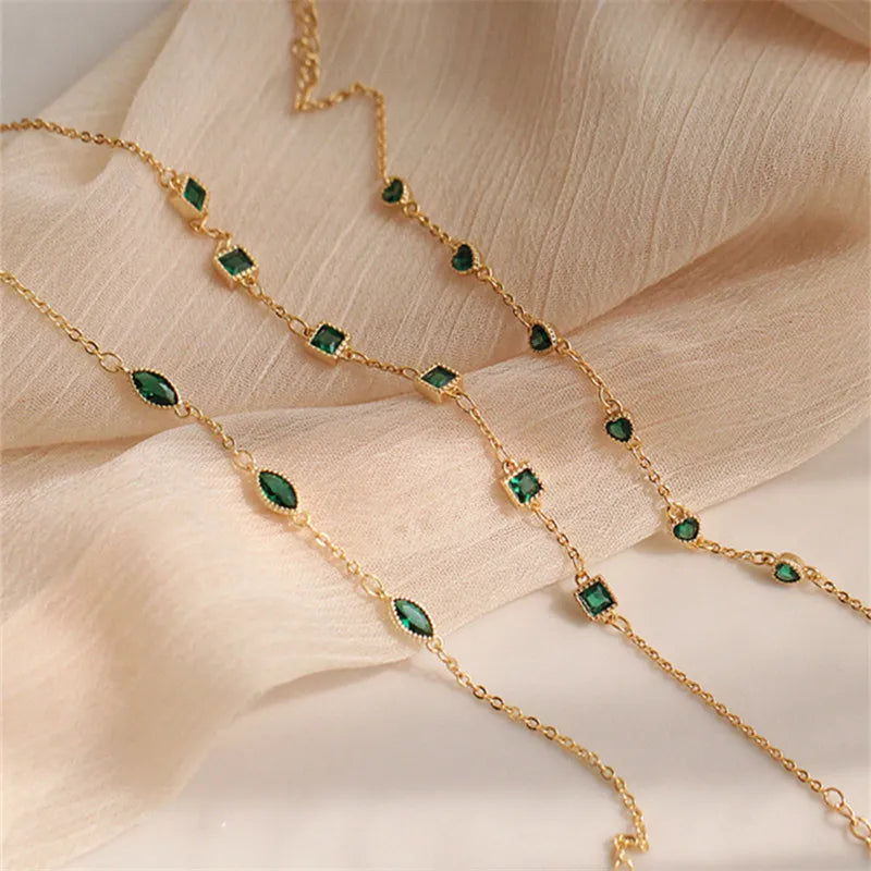 925 Sterling Silver Simple Emerald Crystal Bracelet For Women Light Luxury Temperament Mother's Day Jewelry Gift