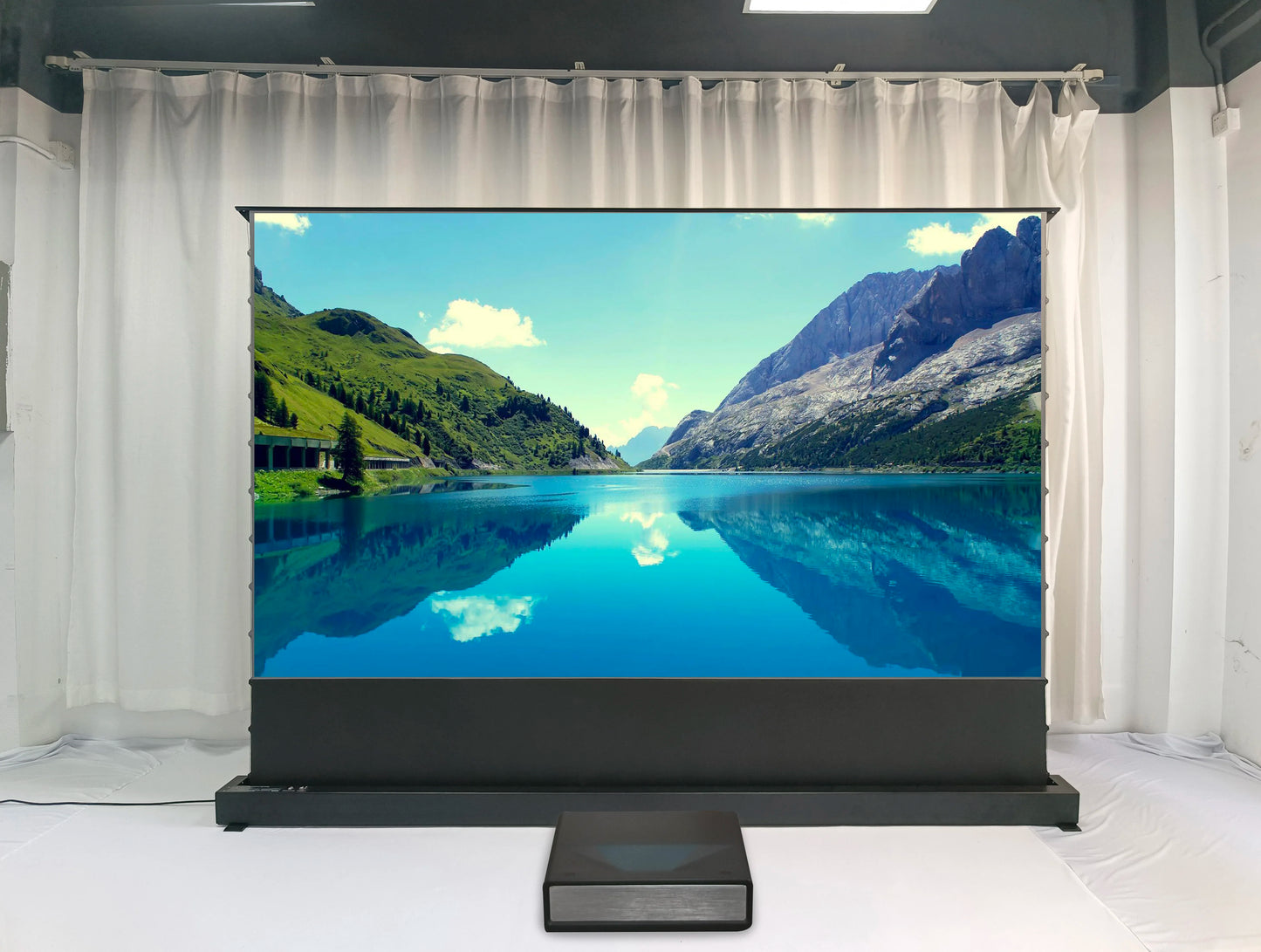 New Fashion 92-inch UST Projector Screen Floor-Rising ALR Screen for Optimal Projector Performance