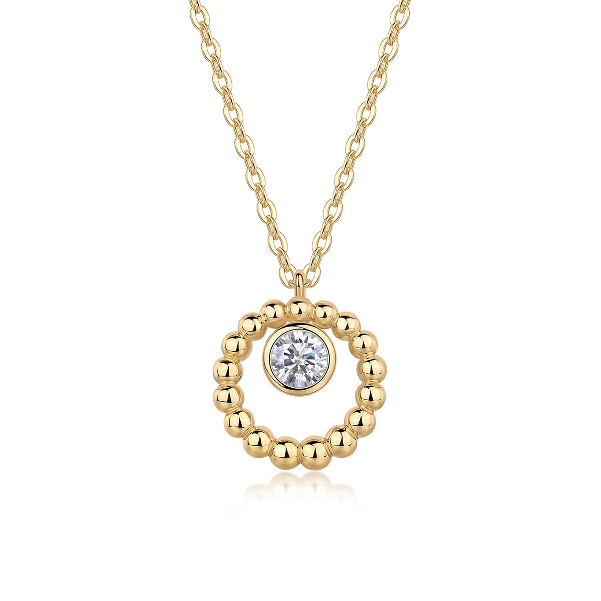 Original Factory Price Women Round Moissanite Pendant Necklace Fine Jewelry 925 Sterling Silver Necklace Gold Plated