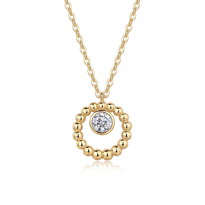 Original Factory Price Women Round Moissanite Pendant Necklace Fine Jewelry 925 Sterling Silver Necklace Gold Plated
