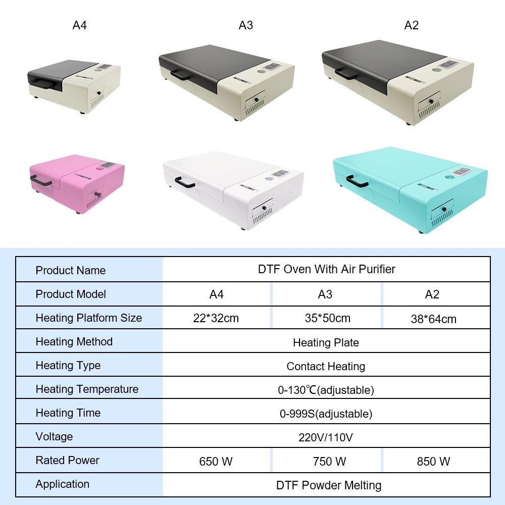 Erasmart Digital A3 A2 Desktop Pet Film T Shirt DTF Printer Powder Dryer Heat Curing Drying Oven DTF Oven with Air Purifier