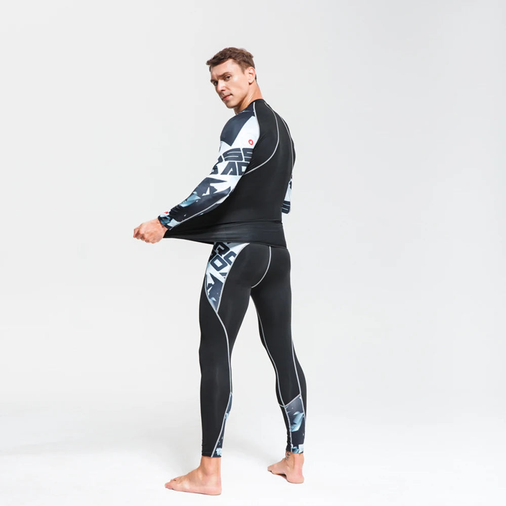Men's Thermal Underwear Set MMA Tactics Leggings Solid Color Costume Compress Fitness Long Johns Men Winter Brands  Men