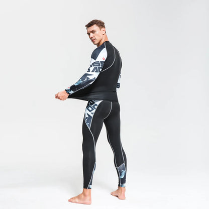 Men's Thermal Underwear Set MMA Tactics Leggings Solid Color Costume Compress Fitness Long Johns Men Winter Brands  Men