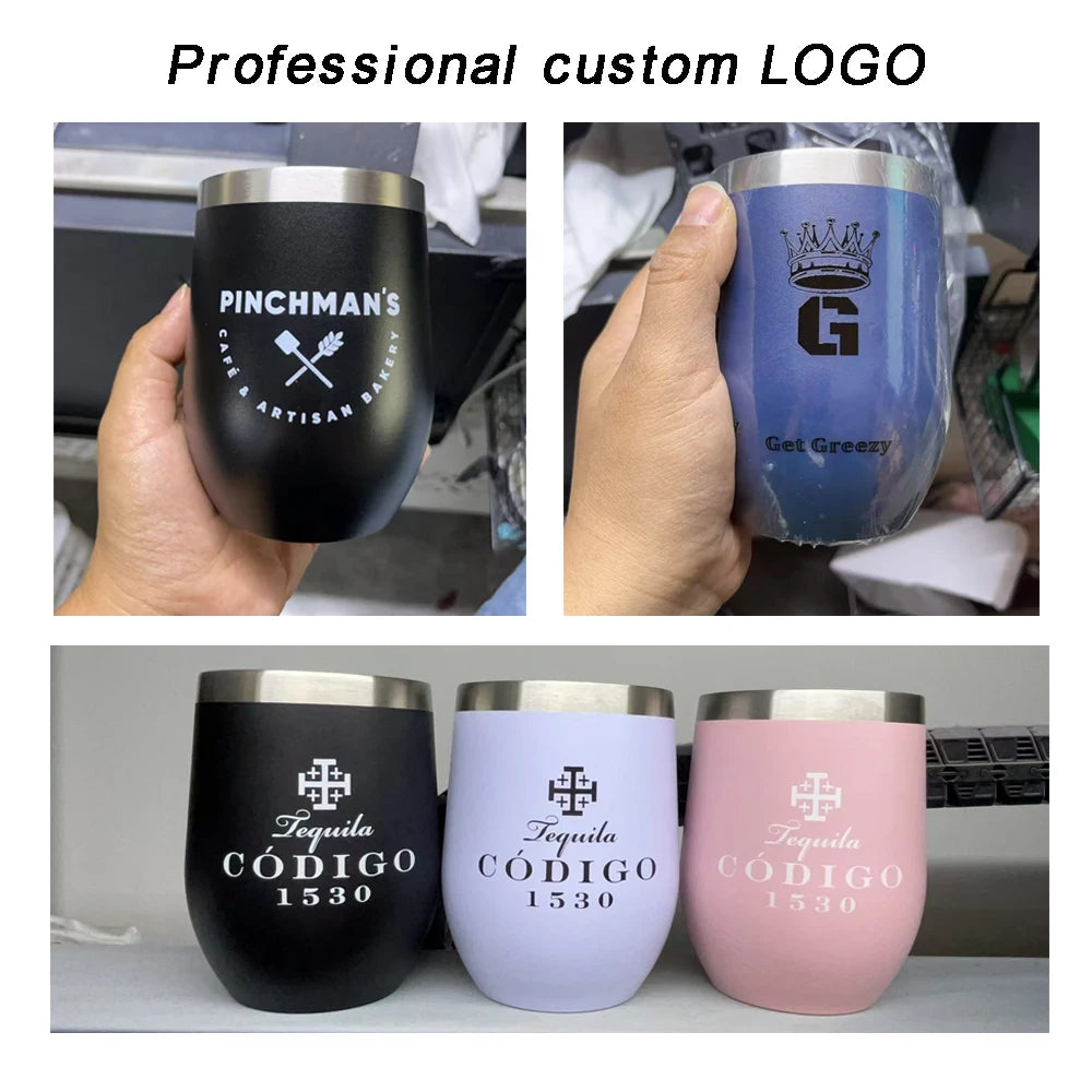 Professional Oem Factory Customizable 12oz Egg Shaped Double Wall Vacuum Stainless Steel Wine Tumbler With Own Personalized Logo