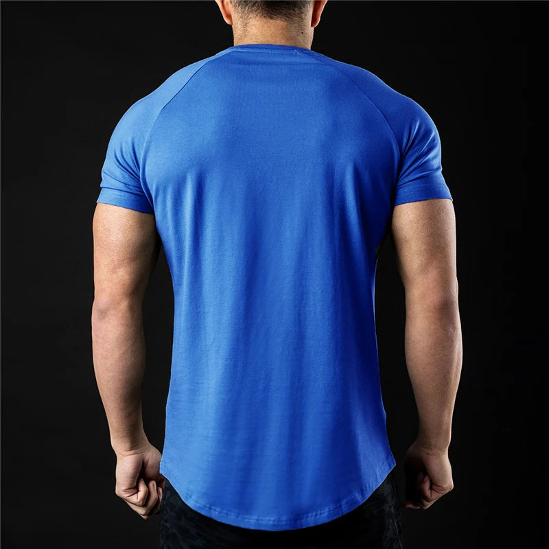 Plain T Shirt Men New Fashion Tee Shirts Summer Cotton Short Sleeve Tshirt Fitness Mens Gym Clothing Casual Sports T Shirts