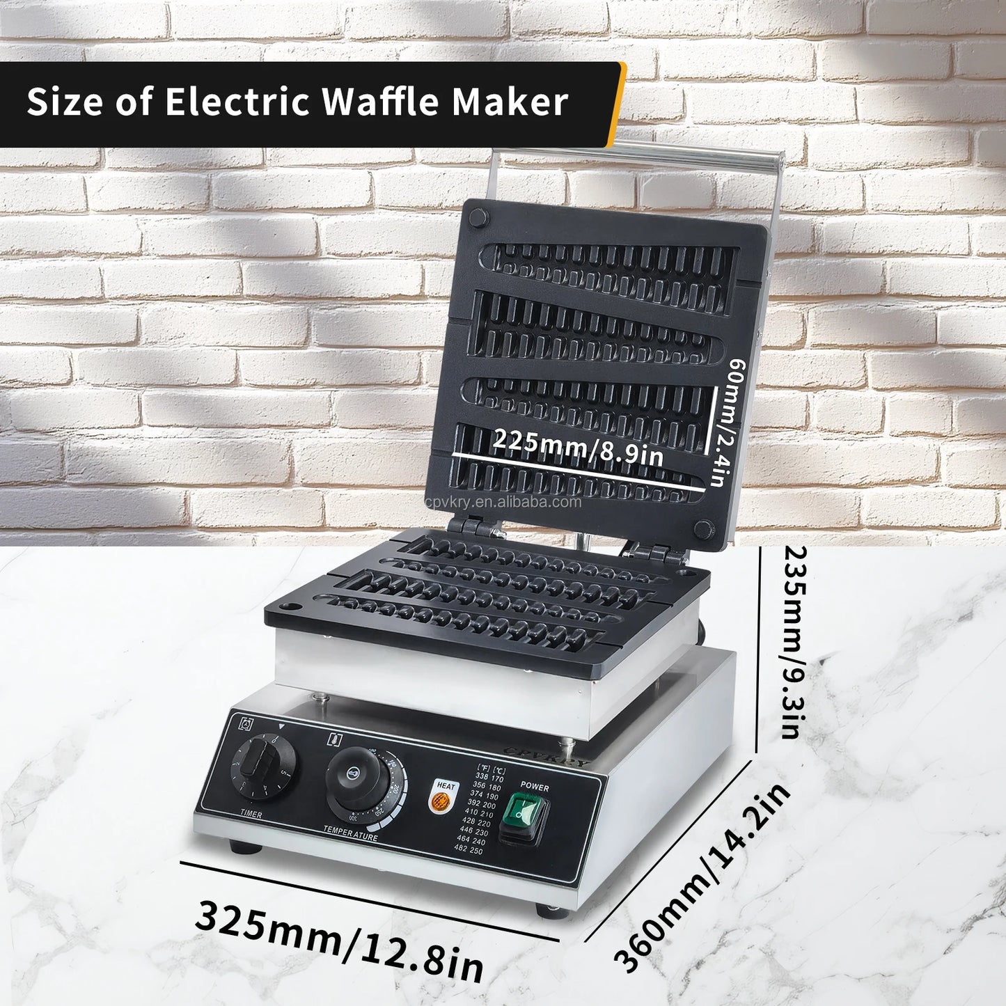 Commercial 1750W Christmas Tree Shaped Non-Stick Waffle Maker Easy to Operate Temperature Adjustable Snack Machine New Condition
