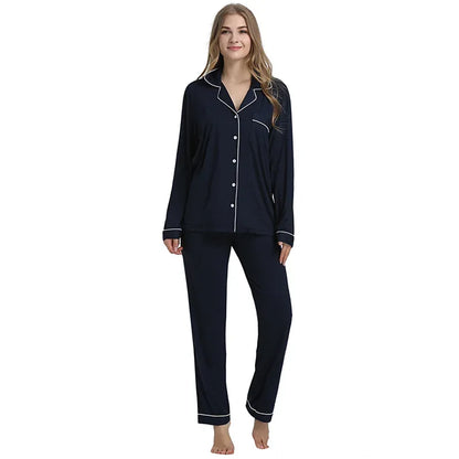 Joyaria Pajama Sets Women Long Sleeve Sleepwear Button Down Pj Pants Set Soft Bamboo Female Night Suit PJS Women Pyjamas Femmes
