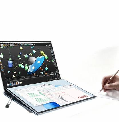 Factory Price Dual Touch Screen Metal Notebook 64GB RAM 2TB ROM 12th Intel Core I7 16"+16" IPS English Keyboard Windows 11 OEM