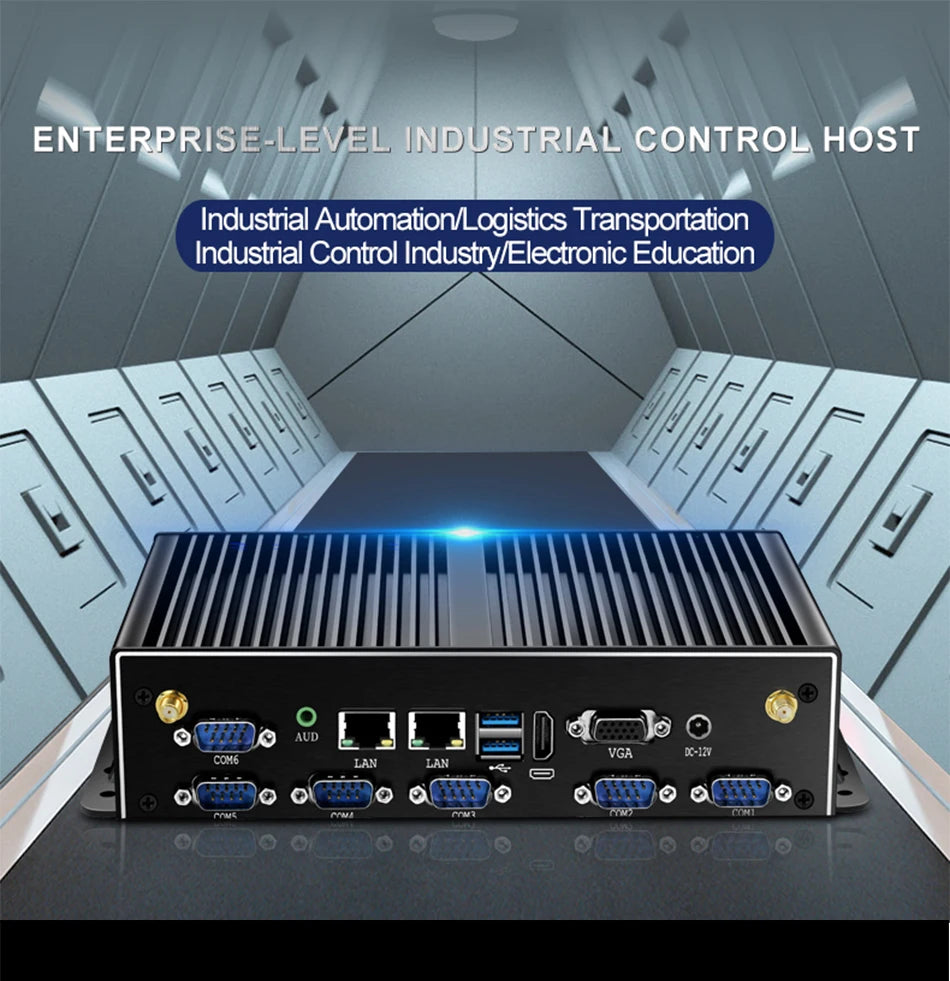 Industrial Mini PC Fanless Dual LAN 6x COM-RS232 Support 1x RS485 Intel I7-5500U Celeron J1900 SIM Slot Mini-PCIe Windows Linux