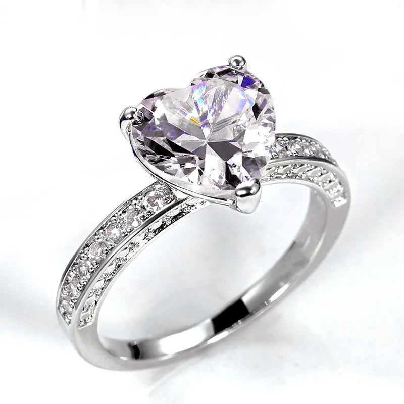 Romantic Heart Cut Diamond Engagement Ring for Women in White Gold with Natural Diamonds G Color F516