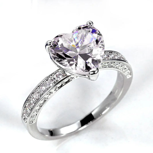Romantic Heart Cut Diamond Engagement Ring for Women in White Gold with Natural Diamonds G Color F516