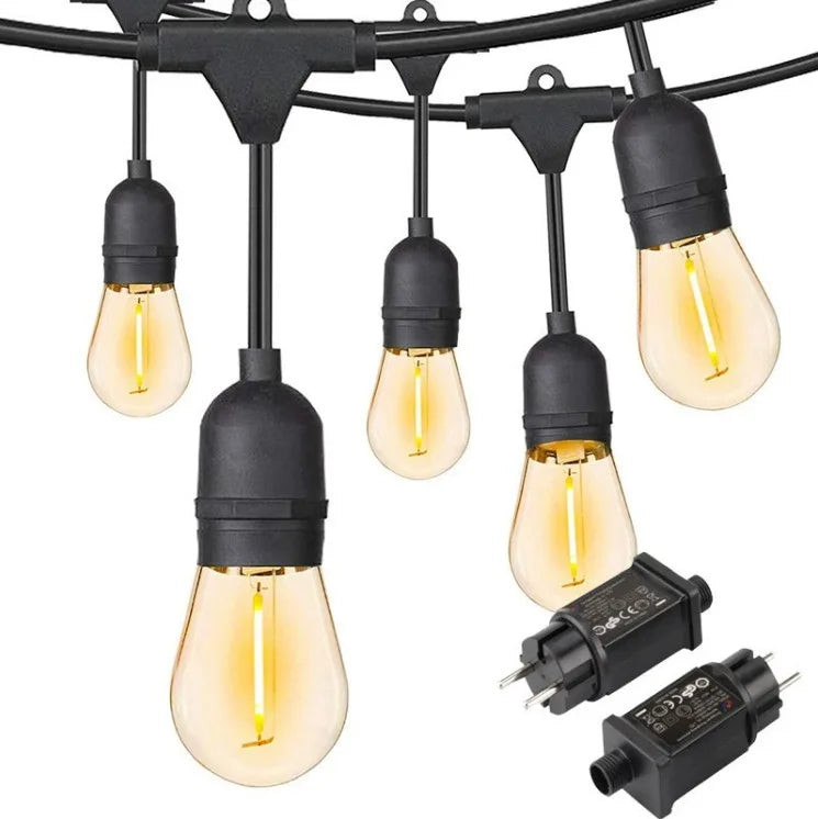 Outdoor LED Double Filament S14 String Lights Rainproof E27 EU/US Standard IP65 for Christmas Atmosphere Marquee Camping