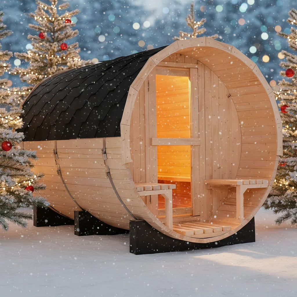 The Ultimate Backyard Wellness Retreat: All-Weather 6-Person Barrel Sauna Kit with Heater