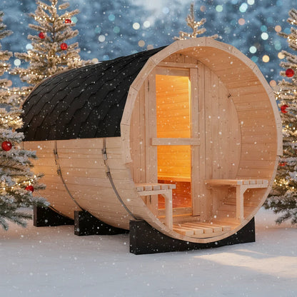 The Ultimate Backyard Wellness Retreat: All-Weather 6-Person Barrel Sauna Kit with Heater