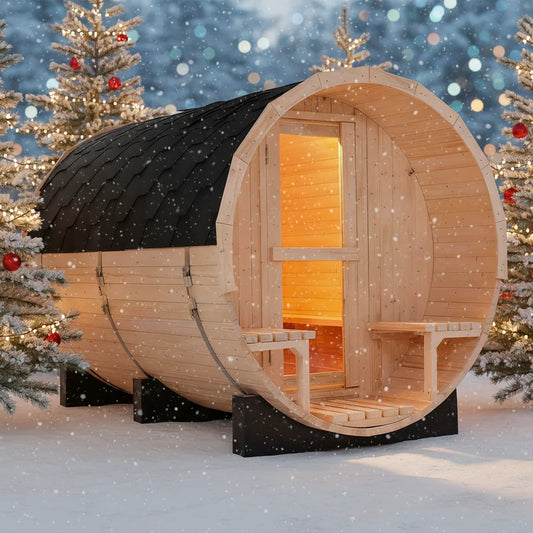 The Ultimate Backyard Wellness Retreat: All-Weather 6-Person Barrel Sauna Kit with Heater by PDG ibma